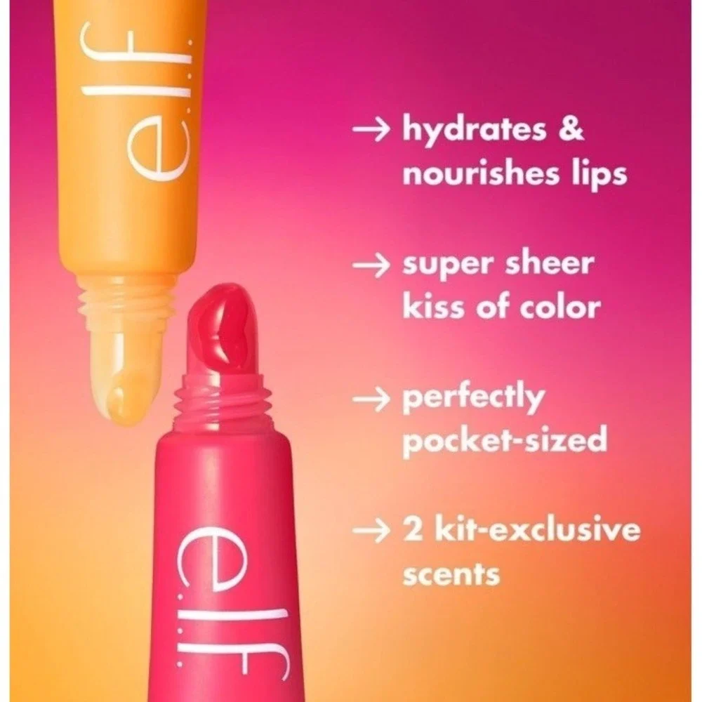 Lot Of 2 e.l.f. Squeeze Me More Lip Balm Duo - Bubblegum‎ & Cherry Scents